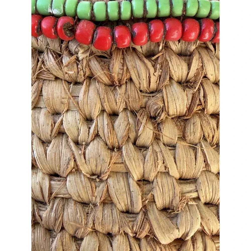 Old Expertly Handwoven‎ Beaded Basket – Glass Trade Beads – 4.5